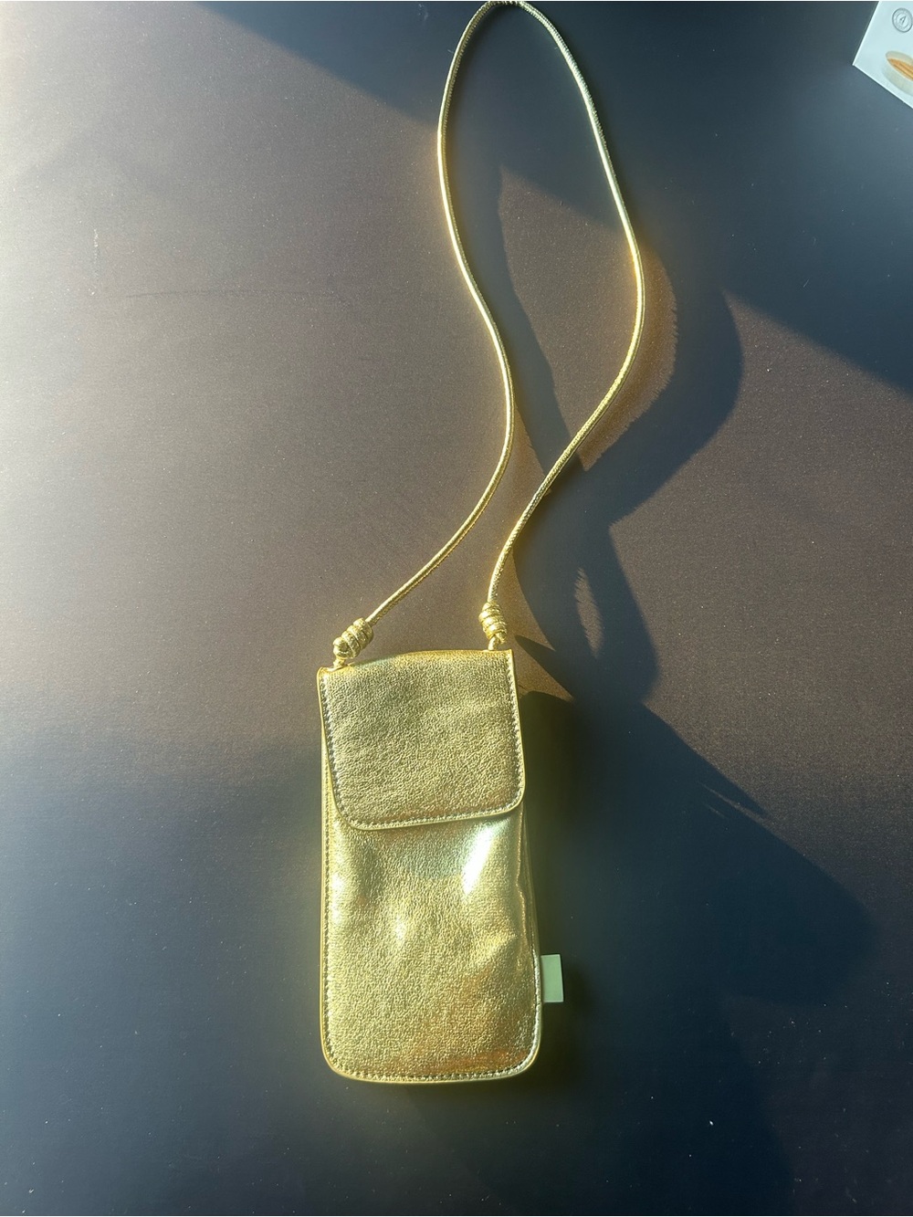 Zara Gold Metallic Crossbody Phone Pouch